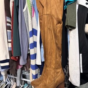 Camel Suede Over-the-Knee Boots (Wide Calf)